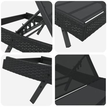 vidaXL Ξαπλώστρα 2 τεμ. Μαύρο συνθετικό ρατάν 40x40x40,5cm