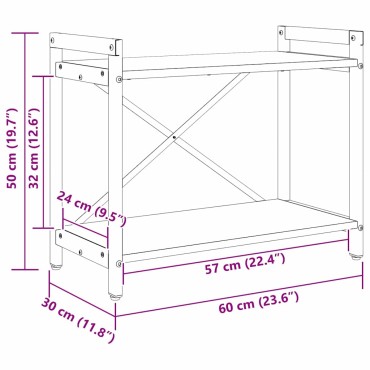 vidaXL Ράφι Βιβλίων 60x30x50cm Επεξεργασμένο Ξύλο Παλαιό ξύλο 1 τεμ.