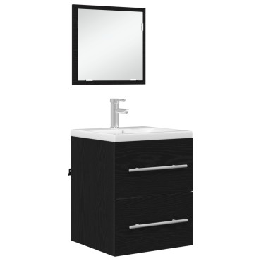 vidaXL Σετ Επίπλων Μπάνιου με συρτάρι Μαύρο 41x38,5x48cm
