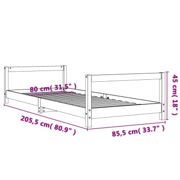 vidaXL Πλαίσιο Παιδικού Κρεβατιού 80x200cm από Μασίφ Ξύλο Πεύκου 1 τεμ. - Μονό