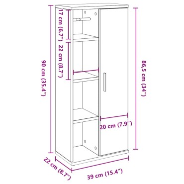 vidaXL Ντουλάπι μπάνιου με θήκη για ρολά Δρυς sonoma 39x22x90cm