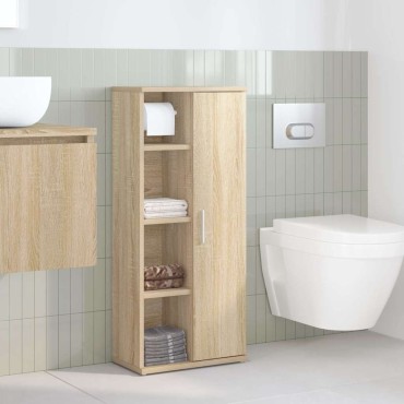 vidaXL Ντουλάπι μπάνιου με θήκη για ρολά Δρυς sonoma 39x22x90cm
