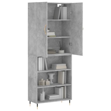 vidaXL Ντουλάπι Γκρι Σκυροδέματος 69,5x34x180cm Επεξεργασμένο Ξύλο 1 τεμ.