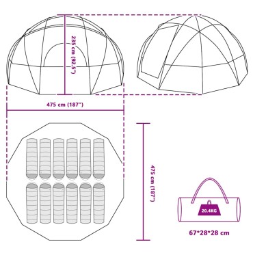 vidaXL Θόλος Τέντα Γκρι και Πορτοκαλί 475 x 475 x 235 εκ. ταφτάς