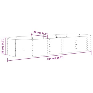 vidaXL Ζαρντινιέρα Καφέ 224x80x36 εκ. Γαλβανισμένος χάλυβας