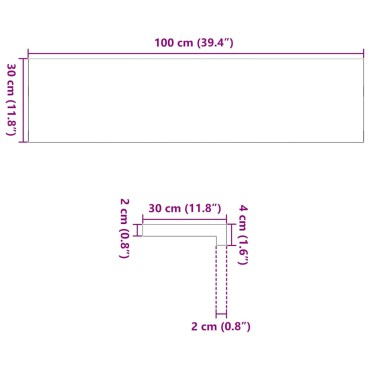 vidaXL Περβάζια παραθύρων 2 τεμ. Καφέ-Μαύρο 100x30x2εκ. Μασίφ Ξύλο Δρυός