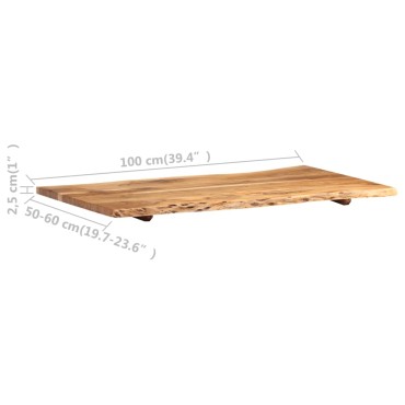 vidaXL Επιφάνεια Τραπεζιού 100x(50-60)x2,5cm Μασίφ Ξύλο Ακακίας 1 τεμ.