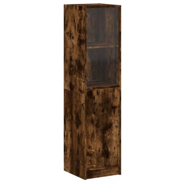 vidaXL Ντουλάπι Καπνιστή Δρυς 35x37x142cm με Γυάλινη Πόρτα 1 τεμ.