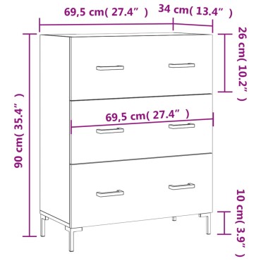 vidaXL Ντουλάπι Γκρι Sonoma 69,5x34x90cm από Επεξεργασμένο Ξύλο 1 τεμ.