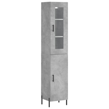 vidaXL Ντουλάπι Γκρι Σκυροδέματος 34,5x34x180cm Επεξεργασμένο Ξύλο 1 τεμ.