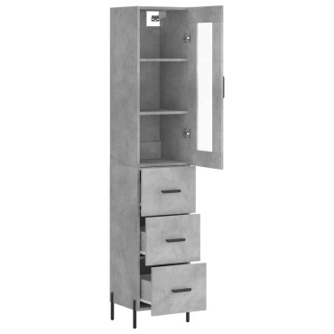 vidaXL Ντουλάπι Γκρι Σκυροδέματος 34,5x34x180cm Επεξεργασμένο Ξύλο 1 τεμ.