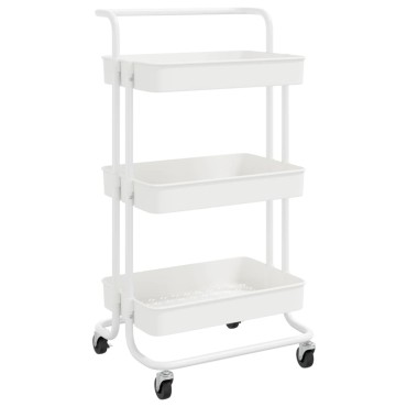 vidaXL Τρόλεϊ Κουζίνας 3 Επιπέδων Λευκό 42x35x85cm Σίδερο/ABS 1 τεμ.