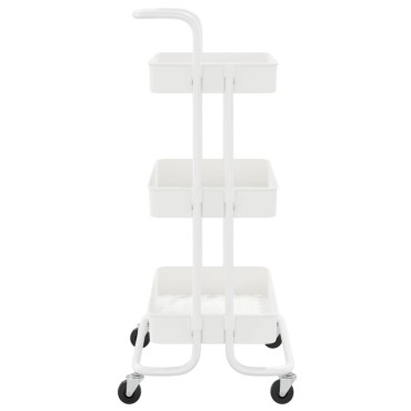 vidaXL Τρόλεϊ Κουζίνας 3 Επιπέδων Λευκό 42x35x85cm Σίδερο/ABS 1 τεμ.