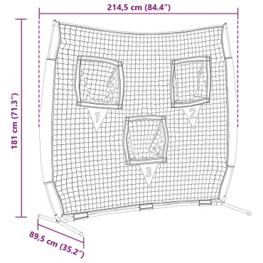 vidaXL Δίχτυ προπόνησης μπέιζμπολ Μαύρο 214,5 x 89,5 x 181 εκ.