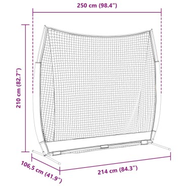 vidaXL Δίχτυ προπόνησης μπέιζμπολ Μαύρο 250 x 106,5 x 210 εκ.