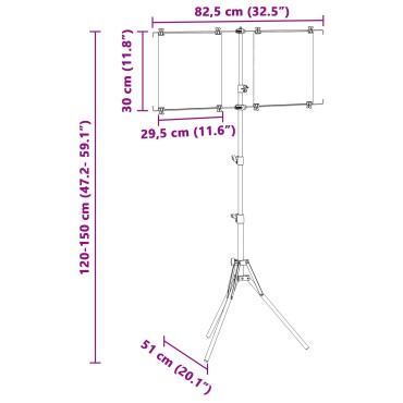 vidaXL Βάση στόχου Μαύρο και Λευκό 82,5 x 51 x 150 εκ. Μέταλλο
