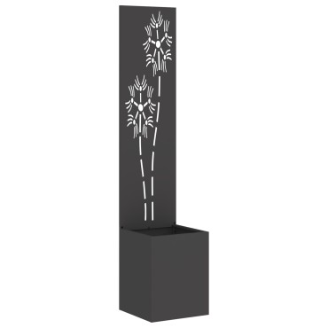 vidaXL Οθόνη Ιδιωτικότητας Κήπου Floral Μαύρο 32 x 32 x 150 εκ