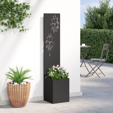 vidaXL Οθόνη Ιδιωτικότητας Κήπου Floral Μαύρο 32 x 32 x 150 εκ