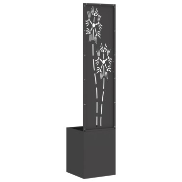 vidaXL Οθόνη Ιδιωτικότητας Κήπου Floral Μαύρο 32 x 32 x 150 εκ