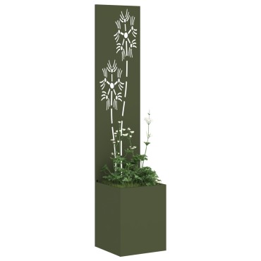 vidaXL Οθόνη Ιδιωτικότητας Κήπου Floral Λαδί 32 x 32 x 150 εκ