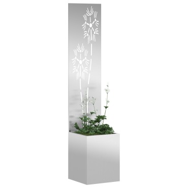 vidaXL Οθόνη Ιδιωτικότητας Κήπου Floral Ασημί 32 x 32 x 150 εκ