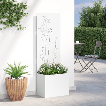 vidaXL Οθόνη Ιδιωτικότητας Κήπου Floral Λευκό 50 x 32 x 150 εκ