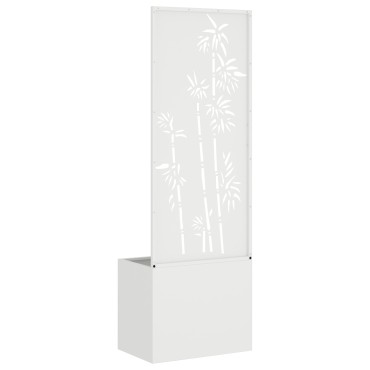 vidaXL Οθόνη Ιδιωτικότητας Κήπου Floral Λευκό 50 x 32 x 150 εκ