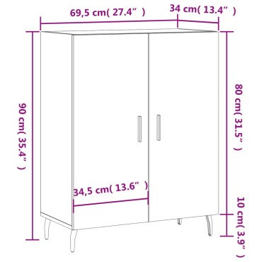 vidaXL Ντουλάπι Sonoma Δρυς 69,5x34x90cm από Επεξεργασμένο Ξύλο 1 τεμ.