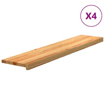 vidaXL Πατάκια Σκάλας 4 τεμ. Ανοιχτό Καφέ 120x25x2 cm Ξύλο Δρυός
