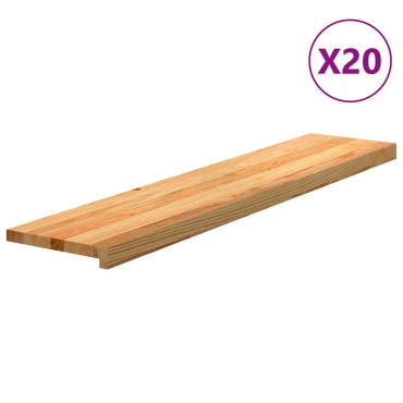 vidaXL Πατάκια Σκάλας 20 τεμ. Ανοιχτό Καφέ 120x30x2 cm Ξύλο Δρυός