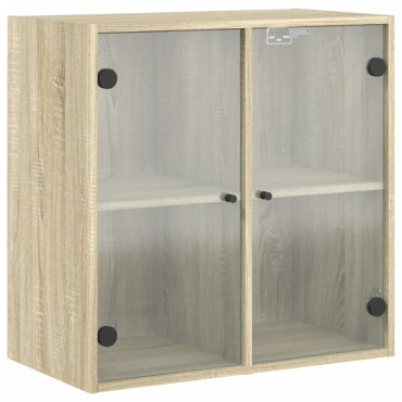 vidaXL Ντουλάπι Τοίχου Sonoma Δρυς 68x37x68,5cm με Γυάλινες Πόρτες 1 τεμ.