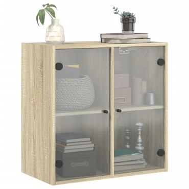 vidaXL Ντουλάπι Τοίχου Sonoma Δρυς 68x37x68,5cm με Γυάλινες Πόρτες 1 τεμ.