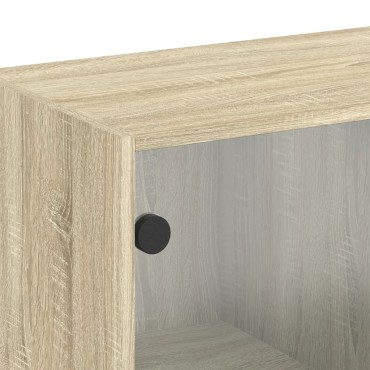 vidaXL Ντουλάπι Τοίχου Sonoma Δρυς 68x37x68,5cm με Γυάλινες Πόρτες 1 τεμ.