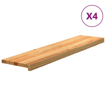 vidaXL Πατάκια Σκάλας 4 τεμ. Ανοιχτό Καφέ 110x25x2 cm Ξύλο Δρυός