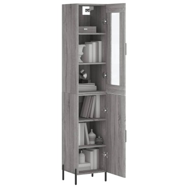 vidaXL Μπουφές Sonoma Γκρι 34,5x34x180cm από Επεξεργασμένο Ξύλο 1 τεμ.