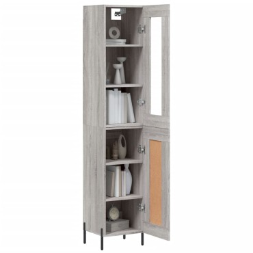 vidaXL Μπουφές Sonoma Γκρι 34,5x34x180cm από Επεξεργασμένο Ξύλο 1 τεμ.