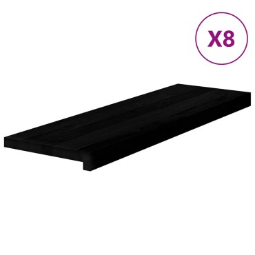 vidaXL Πατάκια Σκάλας 8 τεμ. Καφέ-Μαύρο 80x25x2 cm Ξύλο Δρυός