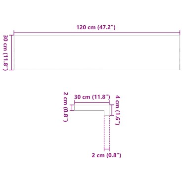 vidaXL Περβάζια παραθύρων 2 τεμ. Αν. Καφέ 120x30x2εκ. Μασίφ Ξύλο Δρυός