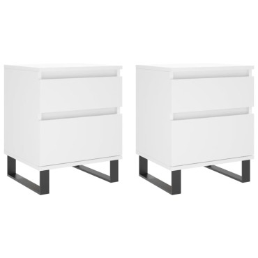 vidaXL Κομοδίνα Λευκά 2 τεμ. 40x35x50cm από Επεξεργασμένο Ξύλο