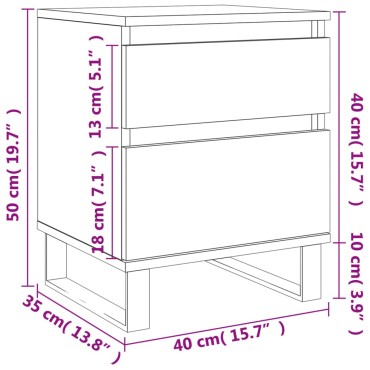 vidaXL Κομοδίνα Λευκά 2 τεμ. 40x35x50cm από Επεξεργασμένο Ξύλο