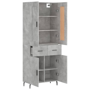 vidaXL Ντουλάπι Γκρι Σκυροδέματος 69,5x34x180cm Επεξεργασμένο Ξύλο 1 τεμ.