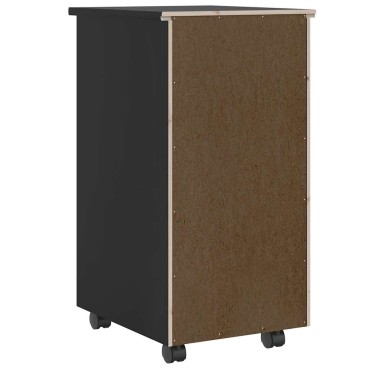 vidaXL Τροχήλατο ντουλάπι με συρτάρια "MOSS" Μαύρο μασίφ ξύλο πεύκο 34x39x65,5cm