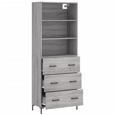 vidaXL Ντουλάπι Γκρι Sonoma 69,5x34x180cm Επεξεργασμένο Ξύλο 1 τεμ.