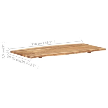 vidaXL Επιφάνεια Τραπεζιού 118x(50-60)x2,5cm Μασίφ Ξύλο Ακακίας 1 τεμ.