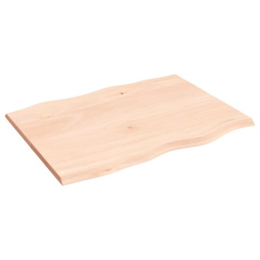 vidaXL Επιφάνεια Τραπεζιού 80x60x2cm Ακατ. Μασίφ Ξύλο Δρυός Live Edge 1 τεμ.