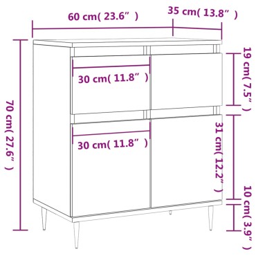 vidaXL Ντουλάπι Γκρι Σκυροδέματος 60x35x70cm Επεξεργασμένο Ξύλο 1 τεμ.
