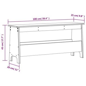 vidaXL Παγκάκι Χολ Λευκό 100x28x45cm από Μασίφ Ξύλο Πεύκου 1 τεμ.