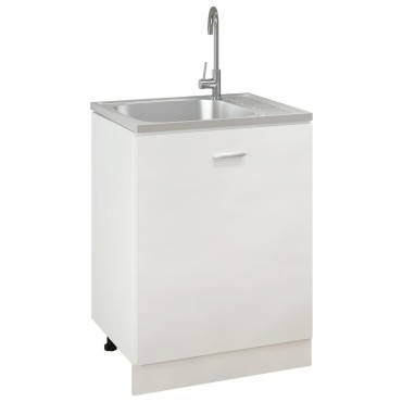 vidaXL Νεροχύτης + Ποδιά Σετ Ασημί 600x500x155 χιλ. Ανοξείδωτο Ατσάλι