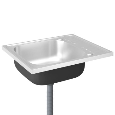 vidaXL Νεροχύτης + Ποδιά Σετ Ασημί 600x500x155 χιλ. Ανοξείδωτο Ατσάλι