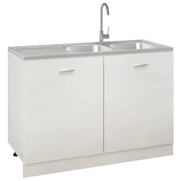 vidaXL Νεροχύτης Διπλή Γούρνα Ασημί 1200x600x155 χιλ. Ανοξείδ. Ατσάλι